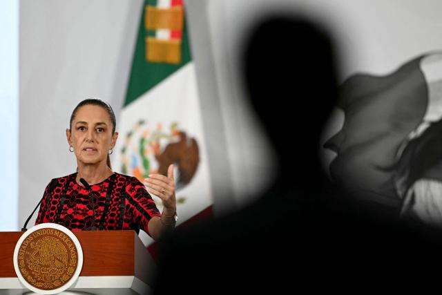 Mexico's President Claudia Sheinbaum speaks during her daily press conference at Palacio Nacional in Mexico City on June 10, 2026. (Photo by Yuri CORTEZ / AFP)