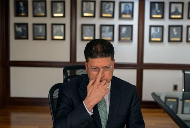 Secretary of Citizen Security of Mexico City, Pablo Vazquez, gestures during an interview with AFP in Mexico City on June 4, 2026. Mexican authorities say they are ready to guarantee security for the World Cup, which kicks off on June 11. The tournament takes place three and a half months after the death of a powerful drug lord in a military operation that triggered road blockades, vehicle burnings and forced shop closures in retaliation, raising alarm bells. The country is now expecting more than five million visitors for football's biggest tournament. “The city has extensive experience in organising this type of event and handling crowds. There is confidence,” Mexico City police chief Pablo Vazquez told AFP. (Photo by Alfredo ESTRELLA / AFP)