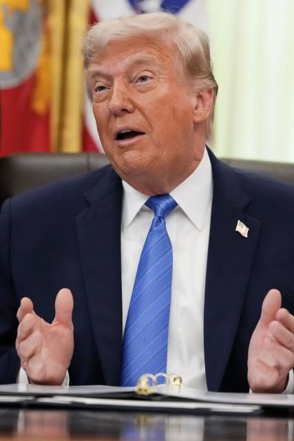 US President Donald Trump speaks during a signing ceremony for the "Secure America Act" in the Oval Office of the White House in Washington, DC, on June 10, 2026. The bill provides around $38 billion for Immigration and Customs Enforcement (ICE), $26 billion for Border Patrol and another $5 billion for unforeseen costs, effectively ensuring a steady flow of money for Trump's deportation agenda through fiscal 2029. (Photo by Ken Cedeno / AFP)