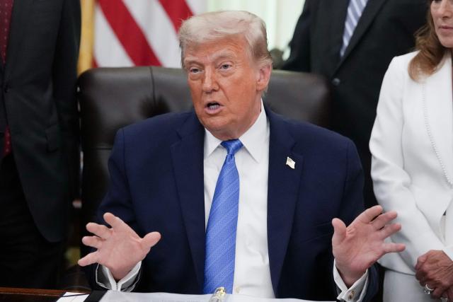 US President Donald Trump speaks during a signing ceremony for the "Secure America Act" in the Oval Office of the White House in Washington, DC, on June 10, 2026. The bill provides around $38 billion for Immigration and Customs Enforcement (ICE), $26 billion for Border Patrol and another $5 billion for unforeseen costs, effectively ensuring a steady flow of money for Trump's deportation agenda through fiscal 2029. (Photo by Ken Cedeno / AFP)
