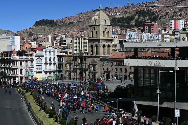 Demonstrators march to protest against the government of Bolivia's President Rodrigo Paz in La Paz on June 10, 2026. For weeks, protesters demanding that US-backed conservative President Rodrigo Paz's fledgling government address a deep economic crisis, while others called for his resignation, have marched and set up roadblocks, bringing Bolivia to a near standstill, driving up food and fuel prices and causing shortages of basic goods. (Photo by AIZAR RALDES / AFP)