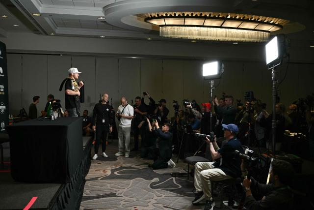 US mixed martial artist Justin Gaethje pose for a photo during media day for "UFC Freedom 250" in Washington, DC, on June 10, 2026. "UFC Freedom 250" is an mixed martial arts event that will take place on Sunday, June 14 on the South Lawn of the White House. US President Donald Trump will attend. (Photo by Brendan SMIALOWSKI / AFP)
