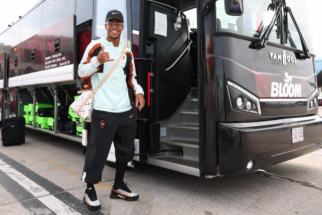 France's forward #20 Desire Doue arrives at Logan Aeropuerto Internacional in Boston, Massachusetts on June 10 2026, ahead of the FIFA 2026 World Cup football tournament. (Photo by Franck FIFE / AFP)
