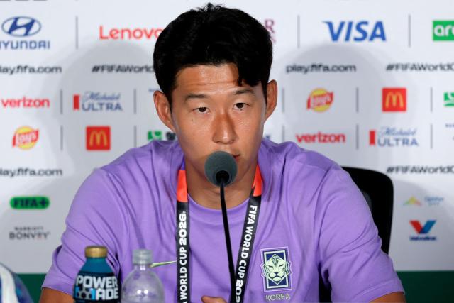 South Korea's forward Son Heung-min gives a press conference at the Guadalajara Stadium in Zapopan, Mexico on June 10, 2026, on the eve of the 2026 World Cup football match between South Korea and the Czech Republic. (Photo by Ulises Ruiz / AFP)