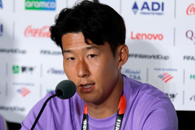 South Korea's forward Son Heung-min gives a press conference at the Guadalajara Stadium in Zapopan, Mexico on June 10, 2026, on the eve of the 2026 World Cup football match between South Korea and the Czech Republic. (Photo by Ulises Ruiz / AFP)