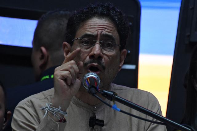Colombia's presidential candidate for the Pacto Historico party, Ivan Cepeda, speaks during a campaign rally in Medellin, Colombia on June 10, 2026. Colombia will hold the runoff presidential election on June 21. (Photo by Jaime SALDARRIAGA / AFP)