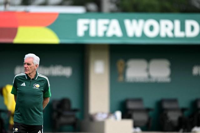 South Africa's Belgian head coach Hugo Broos takes part in a training session at the Club America Training Site in Mexico City on June 10, 2026, on the eve of the 2026 World Cup football match between Mexico and South Africa. (Photo by Yuri CORTEZ / AFP)