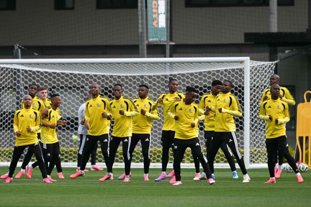 South Africa's players take part in a training session at the Club America Training Site in Mexico City on June 10, 2026, on the eve of the 2026 World Cup football match between Mexico and South Africa. (Photo by Yuri CORTEZ / AFP)
