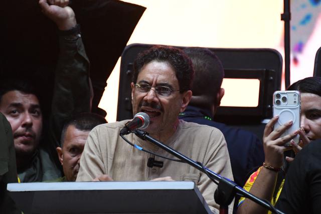 Colombia's presidential candidate for the Pacto Historico party, Ivan Cepeda, speaks during a campaign rally in Medellin, Colombia on June 10, 2026. Colombia will hold the runoff presidential election on June 21. (Photo by Jaime SALDARRIAGA / AFP)
