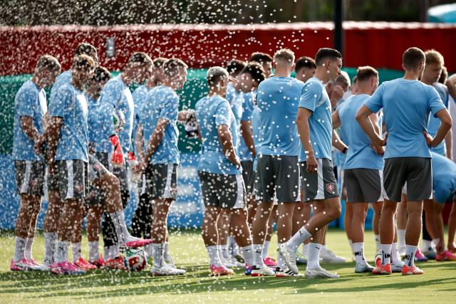 Czech Republic's players take part in a training session at Sports Arena in Zapopan, Mexico on June 10, 2026, on the eve of the 2026 World Cup football match between South Korea and the Czech Republic. (Photo by Ulises RUIZ / AFP)