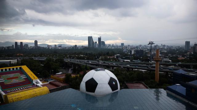 This aerial view shows the museum "Papalote Museo del Nino" in Mexico City on June 10, 2026, one day before the opening of the 2026 FIFA World Cup football tournament. (Photo by Rodrigo OROPEZA / AFP)