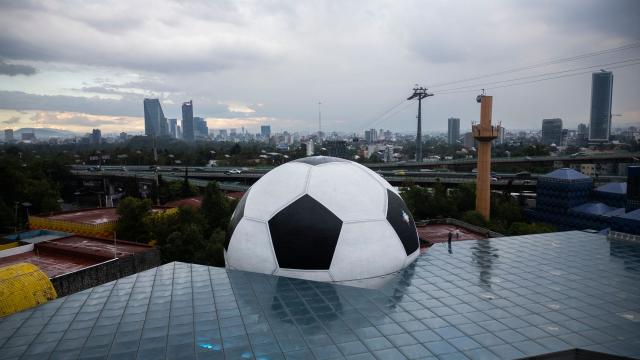 This aerial view shows the museum "Papalote Museo del Nino" in Mexico City on June 10, 2026, one day before the opening of the 2026 FIFA World Cup football tournament. (Photo by Rodrigo OROPEZA / AFP)