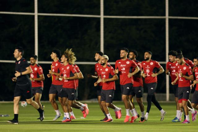 Tunisia's players take part in a training session at Rayados Training Centre in Santiago, Nuevo Leon state, Mexico on June 10, 2026, one day before the opening of the 2026 FIFA World Cup football tournament. (Photo by Julio Cesar AGUILAR / AFP)