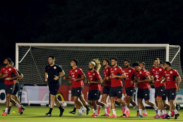 Tunisia's players take part in a training session at Rayados Training Centre in Santiago, Nuevo Leon state, Mexico on June 10, 2026, one day before the opening of the 2026 FIFA World Cup football tournament. (Photo by Julio Cesar AGUILAR / AFP)