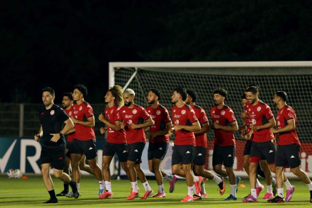 Tunisia's players take part in a training session at Rayados Training Centre in Santiago, Nuevo Leon state, Mexico on June 10, 2026, one day before the opening of the 2026 FIFA World Cup football tournament. (Photo by Julio Cesar AGUILAR / AFP)