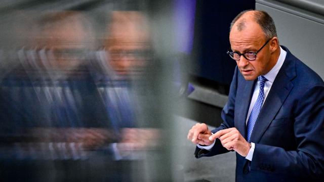 German Chancellor Friedrich Merz delivers  a speach at the German Bundestag (lower house of parliament) on June 11, 2026, ahead of an EU summit. (Photo by John MACDOUGALL / AFP)
