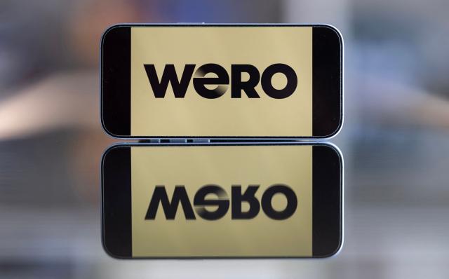 This photograph shows the logo of European paiement mobile system 'Wero' displayed on a smartphone in Quimper, western France on June 11, 2026. Wero is an European service of payment that aloows an instant payment between individuals with a number of mobile phone or QR code. (Photo by Fred TANNEAU / AFP)