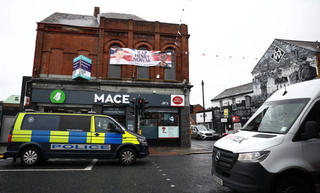 A poster in remembrance of stabbing victim Henry Nowak, killed in Southampton in December 2025, is pictured in Newtownards, east of Belfast, Northern Ireland, on June 11, 2026, following two consecutive nights of violence following the June 8 stabbing of Stephen Ogilvie, that triggered the unrest. Police arrested 16 people during a second night of disorder on June 10, in Northern Ireland sparked by the brutal Belfast stabbing of Stephen Ogilvie, a senior minister said Thursday, condemning rioters for "racist thuggery". (Photo by Henry NICHOLLS / AFP)