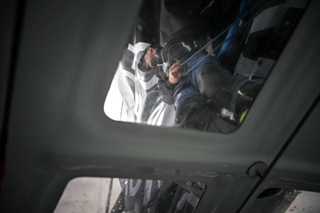 French skipper Thibaut Vauchel-Camus sails his Ocean Fify multihull Solidaires en Peloton, during a convoying from Saint-Malo to Fecamp, ahead of the Route du Rhum solo transatlantic sailing race from Saint-Malo to Pointe-a-Pitre, on June 10, 2026. The start of the 13rd edition of the Route du Rhum is scheduled for November 1, 2026. (Photo by Lou BENOIST / AFP)