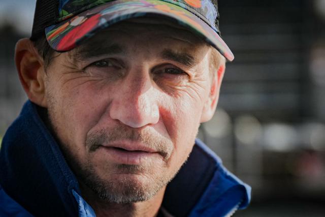 French skipper Thibaut Vauchel-Camus poses in his Ocean Fify multihull Solidaires en Peloton, during a convoying from Saint-Malo to Fecamp, ahead of the Route du Rhum solo transatlantic sailing race from Saint-Malo to Pointe-a-Pitre, on June 10, 2026. The start of the 13rd edition of the Route du Rhum is scheduled for November 1, 2026. (Photo by Lou BENOIST / AFP)