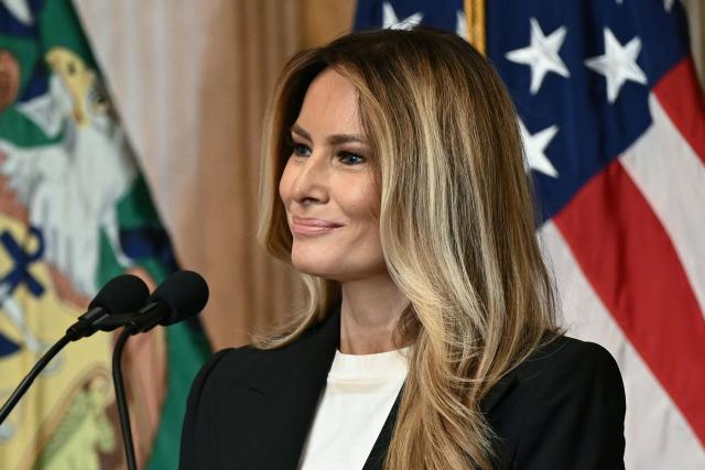 US First Lady Melania Trump speaks during an event to launch "Fostering the Future Accounts," a new financial vehicle for youth in foster care, at the Treasury Building in Washington, DC, on June 11, 2026. (Photo by Brendan SMIALOWSKI / AFP)