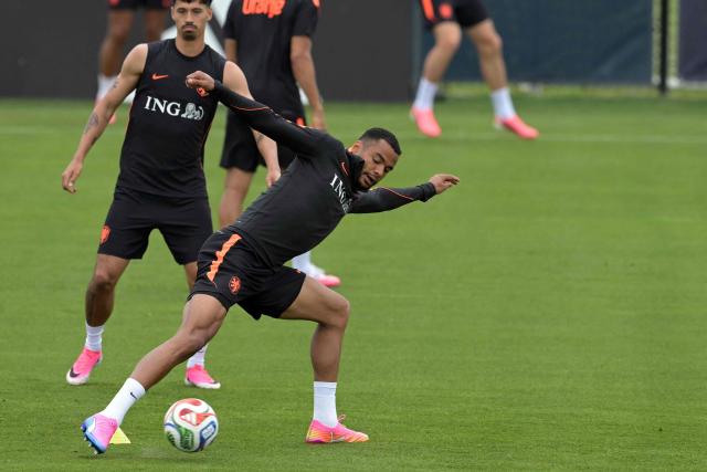 Netherlands' forward Cody Gakpo practices during a training session during the 2026 World Cup football tournament at KC Current Training Facility in Kansas City on June 11, 2026. (Photo by JUAN MABROMATA / AFP)