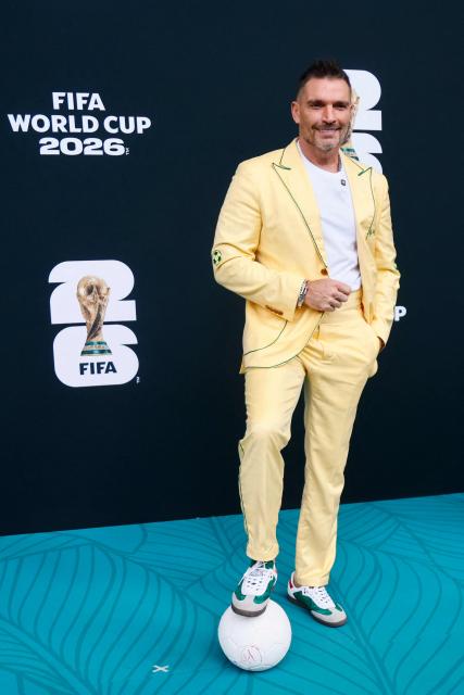 Argentine actor Julian Gil poses during a photocall ahead of the 2026 World Cup football tournament Group A football match between Mexico and South Africa at the Estadio Ciudad de Mexico in Mexico City on June 11, 2026. (Photo by Rodrigo Oropeza / AFP)