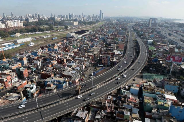 An aerial view of the Padre Carlos Mujica shantytown (Villa 31) in Buenos Aires on June 11, 2026. (Photo by Luis ROBAYO / AFP)