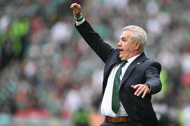 Mexico's head coach Javier Aguirre gestures during the 2026 World Cup Group A football match between Mexico and South Africa at the Mexico City Stadium in Mexico City on June 11, 2026. (Photo by CARL DE SOUZA / AFP)