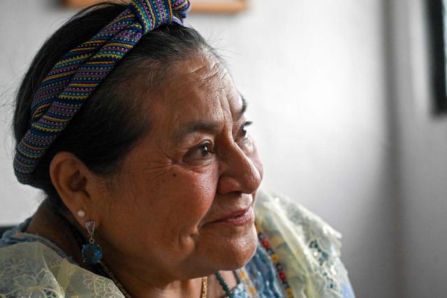 Guatemalan Nobel Peace Prize laureate Rigoberta Menchu is seen during an interview with AFP at the offices of her foundation in Guatemala City on June 11, 2026. (Photo by Johan ORDÓÑEZ / AFP)