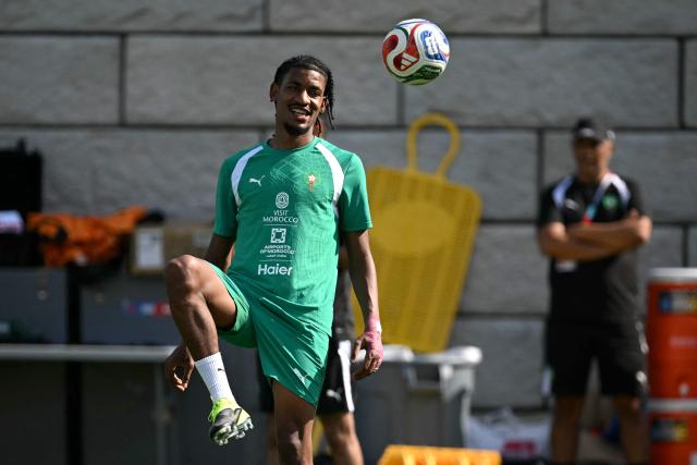 Morocco's defender Redouane Halhal takes part in a training session during the 2026 World Cup football tournament at the Pingry School in Basking Ridge, New Jersey, on June 11, 2026. (Photo by MAURO PIMENTEL / AFP)