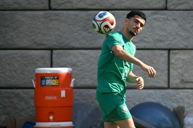 Morocco's defender Zakaria El Ouahdi takes part in a training session during the 2026 World Cup football tournament at the Pingry School in Basking Ridge, New Jersey, on June 11, 2026. (Photo by MAURO PIMENTEL / AFP)