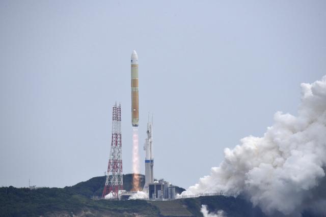 The H3 rocket No. 6 is launched at Tanegashima Space Center in Kagoshima Prefecture on June 12, 2026. (Photo by JIJI PRESS / AFP) / Japan OUT