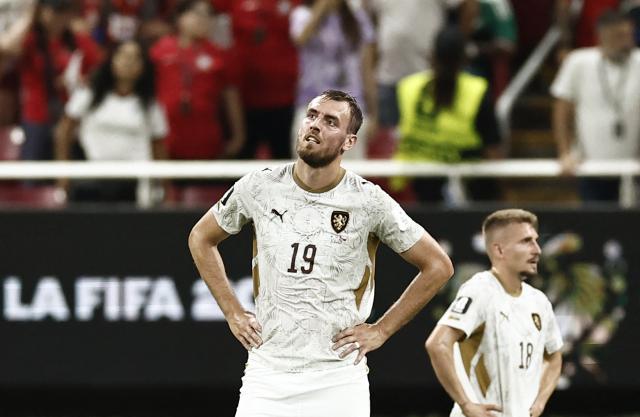 Czech Republic's forward #19 Tomas Chory reacts after losing the 2026 World Cup Group A football match between South Korea and the Czech Republic at the Guadalajara Stadium in Zapopan on June 11, 2026. (Photo by Ulises RUIZ / AFP)