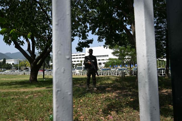 A Pakistani ranger stands guard outside of Parliament House in Islamabad on June 12, 2026, before the start of the budget session. (Photo by Farooq Naeem / AFP)