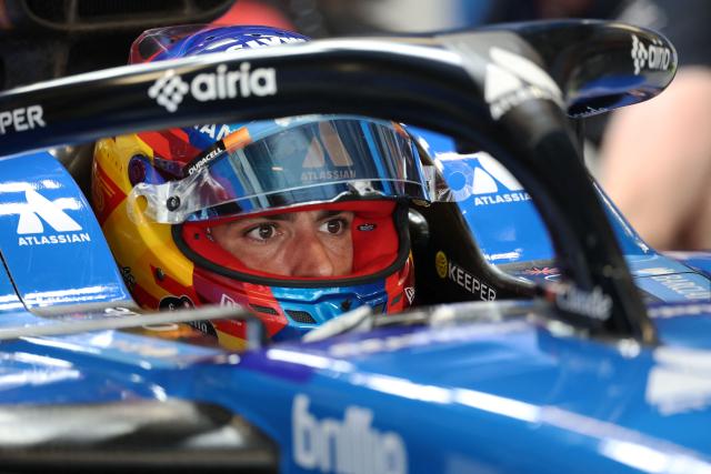 Williams' Spanish driver Carlos Sainz prepares himself in the box for the first practice session at the Circuit de Catalunya ahead of the Catalonia Formula One Grand Prix in Montmelo, on the outskirts of Barcelona on June 12, 2026. (Photo by Lluis GENE / AFP)