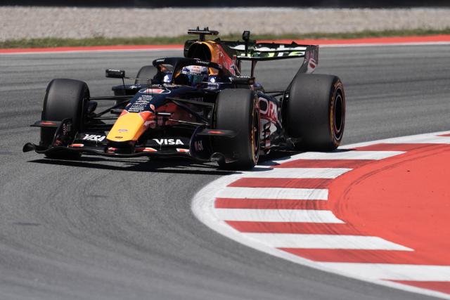 Red Bull Racing's Dutch driver Max Verstappen takes part in the first practice session at the Circuit de Catalunya ahead of the Catalonia Formula One Grand Prix in Montmelo, on the outskirts of Barcelona on June 12, 2026. (Photo by Manaure QUINTERO / AFP)