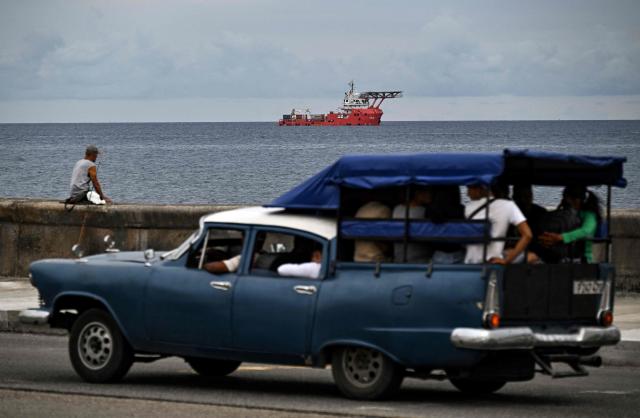 The Colombian Navy ship ARC Caribe arrives carrying humanitarian aid in Havana, on June 12, 2026.  (Photo by YAMIL LAGE / AFP)