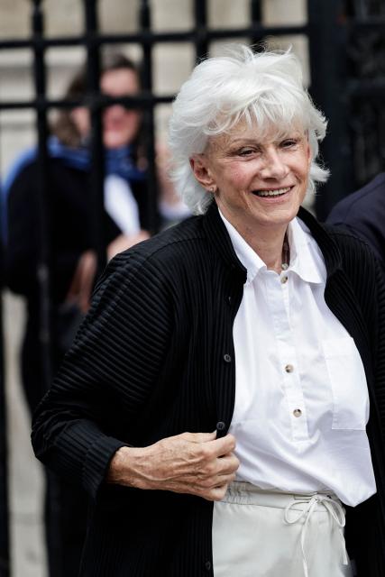 French politician Francoise De Panafieu leaves at the end of the funeral ceremony for late Bernadette Chirac, widow of former French president Jacques Chirac at the Basilica Sainte-Clotilde, in Paris on June 12, 2026. Bernadette Chirac passed away at 93 years old on June 5. She stood by her late husband, former French president Jacques Chirac, during 12 years as first lady, but also forged her own, more discreet, political career. (Photo by STEPHANE DE SAKUTIN / AFP)