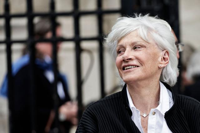 French politician Francoise De Panafieu leaves at the end of the funeral ceremony for late Bernadette Chirac, widow of former French president Jacques Chirac at the Basilica Sainte-Clotilde, in Paris on June 12, 2026. Bernadette Chirac passed away at 93 years old on June 5. She stood by her late husband, former French president Jacques Chirac, during 12 years as first lady, but also forged her own, more discreet, political career. (Photo by STEPHANE DE SAKUTIN / AFP)