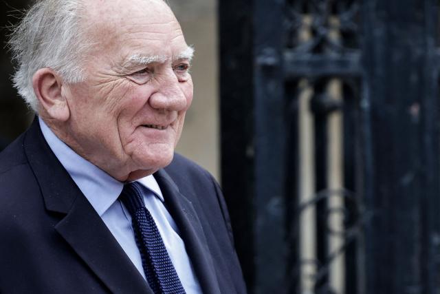 French politician Charles Millon leaves at the end of the funeral ceremony for late Bernadette Chirac, widow of former French president Jacques Chirac at the Basilica Sainte-Clotilde, in Paris on June 12, 2026. Bernadette Chirac passed away at 93 years old on June 5. She stood by her late husband, former French president Jacques Chirac, during 12 years as first lady, but also forged her own, more discreet, political career. (Photo by STEPHANE DE SAKUTIN / AFP)