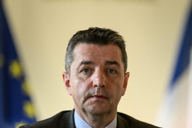 (FILES) French mayor of Saint-Etienne, Gael Perdriau listens to a speech during a press conference, on January 29, 2024 in Saint-Etienne city hall. Five years in prison, including three years of mandatory imprisonment, and ten years of ineligibility were requested on June 12, 2026, in appeal against the former mayor of Saint-Etienne, Gael Perdriau, accused of blackmail with a sextape. (Photo by JEFF PACHOUD / AFP)