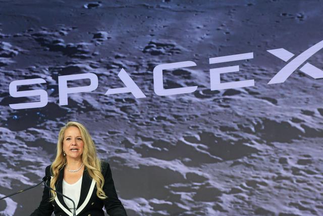 Gwynne Shotwell, SpaceX President and Chief Operating Officer, speaks before the launch of SpaceXs initial public offering (IPO) at the Nasdaq MarketSite in New York on June 12, 2026. Elon Musk's SpaceX begins trading on the Nasdaq exchange on Friday with the biggest initial public offering in history expected to make the polarizing entrepreneur the world's first trillionaire. The company priced more than 555 million shares at $135 each in a filing with the US markets regulator on Thursday, placing SpaceX in the top 10 of Wall Street's biggest companies with a valuation of just under $1.8 trillion -- ahead of Tesla, Facebook-owner Meta and Walmart. (Photo by TIMOTHY A. CLARY / AFP)