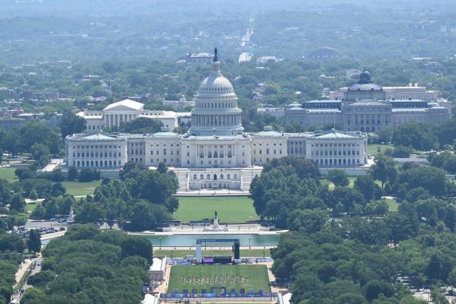 A view of the US Capitol and National Mall in Washington, DC, on June 12, 2026. (Photo by Anne LEBRETON / AFP)