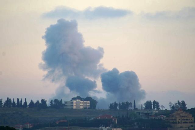 Smoke rises from the site of an Israeli airstrike that targeted the southern Lebanese village of Choukine on June 12, 2026. Hezbollah said on June 12 that its fighters had confronted Israeli forces advancing towards a southern Lebanese town, as Israel pressed on with its strikes in Lebanon. (Photo by Abbas FAKIH / AFP)