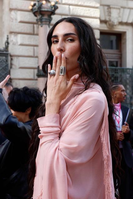 French actress Rya Martigny poses ahead of the Fier Gala, a festive and charitable event to support LGBTQ+ rights, at the National Theatre of the Opera Comique in Paris on June 12, 2026. (Photo by Kenzo TRIBOUILLARD / AFP)