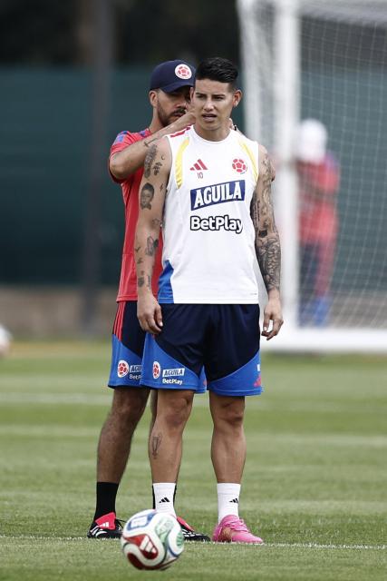 Colombia's midfielder #10 James Rodriguez takes part in a training session for the FIFA 2026 World Cup at the Academia Atlas FC in Guadalajara, Mexico on June 12, 2026. (Photo by Ulises RUIZ / AFP)