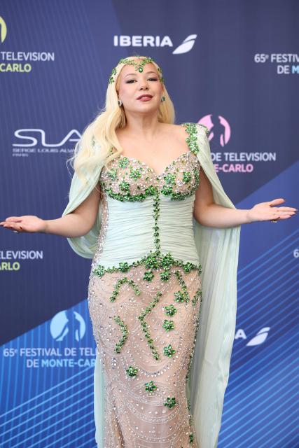 Monaco's designer Iana Heel arrives for the opening ceremony of the 65th Monte-Carlo Television Festival in Monaco on June 12, 2026. (Photo by Valery HACHE / AFP)