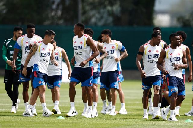 Colombia's players take part in a training session for the FIFA 2026 World Cup at the Academia Atlas FC in Guadalajara, Mexico on June 12, 2026. (Photo by Ulises RUIZ / AFP)