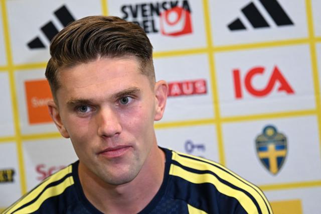 Sweden's forward #17 Viktor Gyokeres gives a press conference during the 2026 World Cup football tournament at FC Dallas Stadium in Dallas on June 12, 2026. (Photo by Paul ELLIS / AFP)